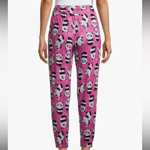 Briefly Stated Pink Panda Print Women's Pants Size Medium (8-10)